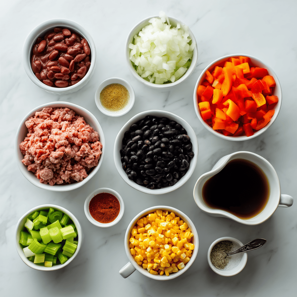 Ingredients for Hearty Slow Cooker Chili with a Healthy Twist